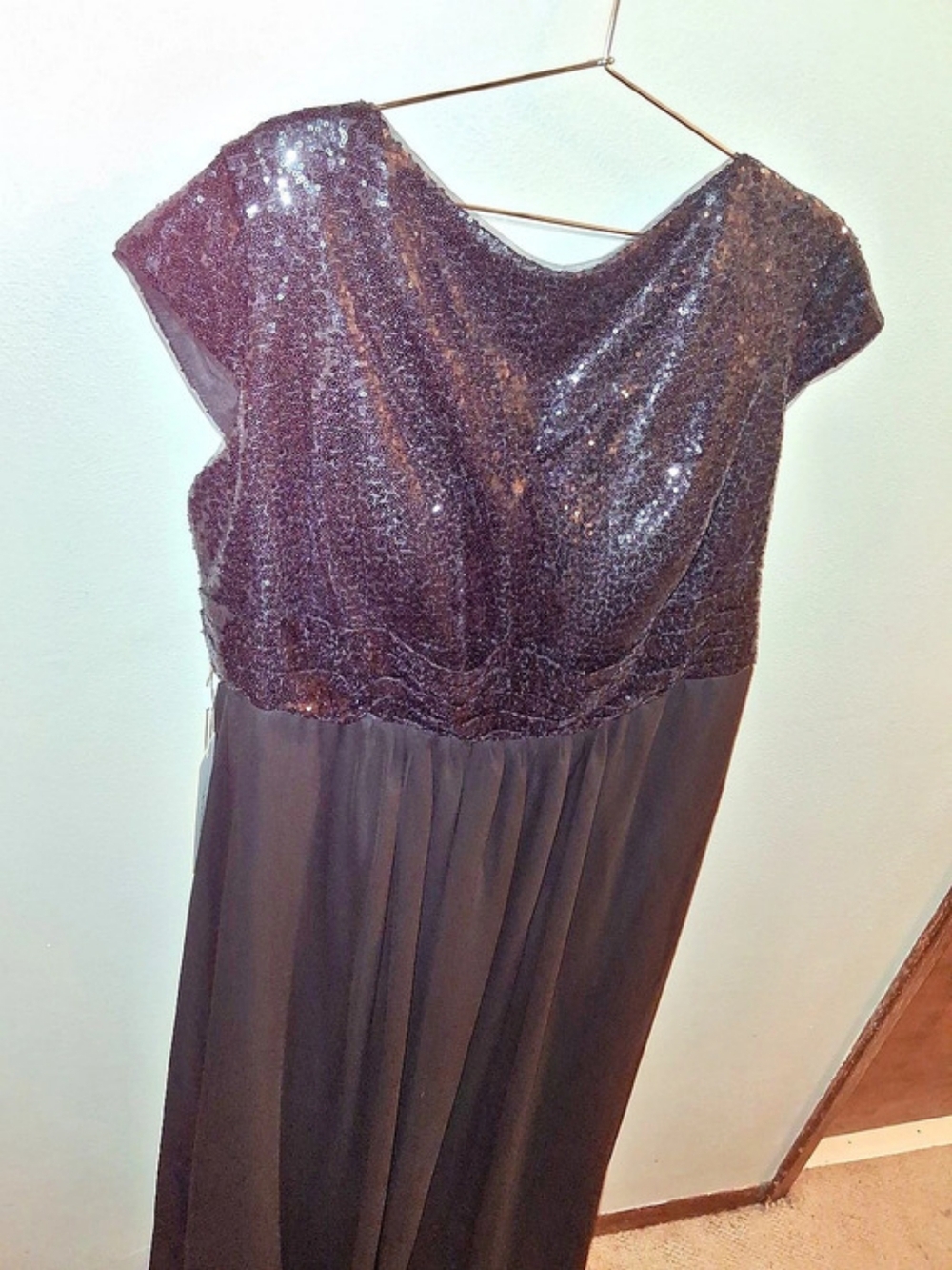 LAVETIR Black Sequin Maxi Dress NWT